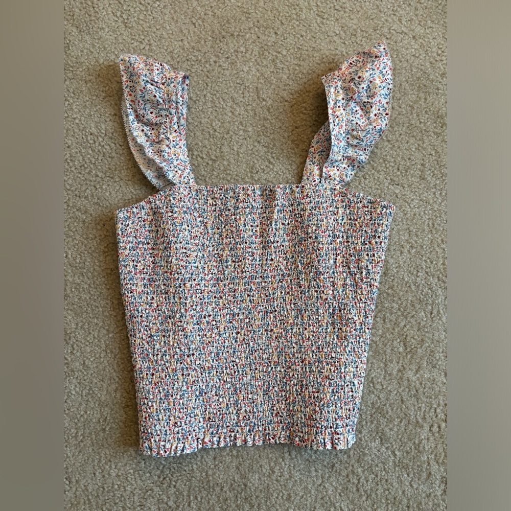 Old Navy ruched floral blouse